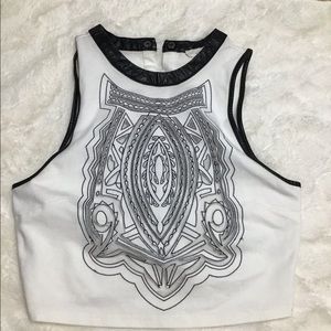 Leather Trim Crop top